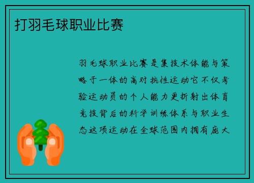 打羽毛球职业比赛