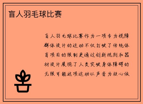 盲人羽毛球比赛